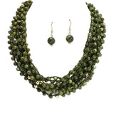 112957, MULTI STRAND WOVEN BEAD STATMENT NECKLACE