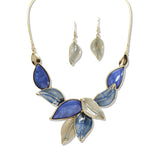 112959, MARBLED RESIN AND ENAMEL LEAF BIB NECKLACE