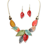 112959, MARBLED RESIN AND ENAMEL LEAF BIB NECKLACE