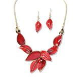 112959, MARBLED RESIN AND ENAMEL LEAF BIB NECKLACE