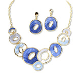 112960, PLATED MULTI SHADE ENAMEL GEOMETRIC BIB NECKLACE