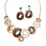 112960, PLATED MULTI SHADE ENAMEL GEOMETRIC BIB NECKLACE