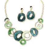 112960, PLATED MULTI SHADE ENAMEL GEOMETRIC BIB NECKLACE