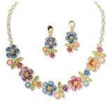 112962, ENAMEL BLOSSOM GARLAND BIB NECKLACE