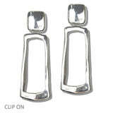 112963, PLATED SCULPTURAL OPEN GEOMETRIC CLIP ON DROP EARRINGS