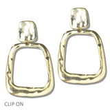 112964, SCULPTURAL OPEN GEOMETRIC CLIP ON DROP EARRINGS