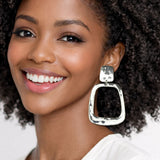 112964, SCULPTURAL OPEN GEOMETRIC CLIP ON DROP EARRINGS