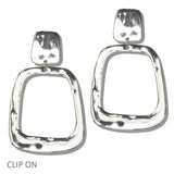 112964, SCULPTURAL OPEN GEOMETRIC CLIP ON DROP EARRINGS