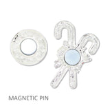 112969, CHRISTMAS ENAMEL CANDY CANE FABRIC SAFE MAGNETIC PIN