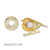 112971, ENAMEL SONGBIRD FABRIC SAFE MAGNETIC PIN