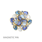 112972, ENAMEL AND CRYSTAL FLORAL CLUSTER FABRIC SAFE MAGNETIC PIN
