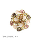 112972, ENAMEL AND CRYSTAL FLORAL CLUSTER FABRIC SAFE MAGNETIC PIN