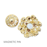 112972, ENAMEL AND CRYSTAL FLORAL CLUSTER FABRIC SAFE MAGNETIC PIN