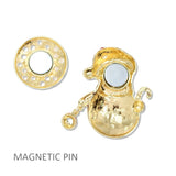 112973, CHRISTMAS ENAMEL SNOWMAN FABRIC SAFE MAGNETIC PIN
