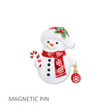 112973, CHRISTMAS ENAMEL SNOWMAN FABRIC SAFE MAGNETIC PIN