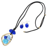 112975, GEOMETRIC MARBLED RESIN PENDANT 36" LONG ADJUSTABLE CORD NECKLACE