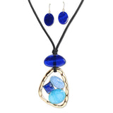 112975, GEOMETRIC MARBLED RESIN PENDANT 36" LONG ADJUSTABLE CORD NECKLACE