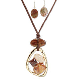 112975, GEOMETRIC MARBLED RESIN PENDANT 36" LONG ADJUSTABLE CORD NECKLACE