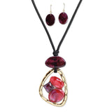 112975, GEOMETRIC MARBLED RESIN PENDANT 36" LONG ADJUSTABLE CORD NECKLACE