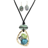 112975, GEOMETRIC MARBLED RESIN PENDANT 36" LONG ADJUSTABLE CORD NECKLACE