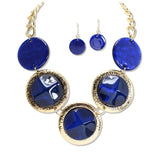 112976, MARBLED RESIN HAMMERED GEOMETRIC COLLAR NECKLACE
