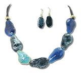112977, MARBLED RESIN PEBBLE STATEMENT NECKLACE