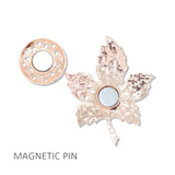 112978, ENAMEL BOTANICAL MAPLE LEAF FABRIC SAFE MAGNETIC PIN