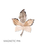 112978, ENAMEL BOTANICAL MAPLE LEAF FABRIC SAFE MAGNETIC PIN