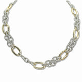 107635, 14K GOLD PLATED OVAL ACCENT CHAIN DESIGNER INSPIRED NECKLACE