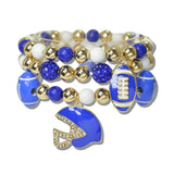 113009, GAMEDAY SPIRIT FOOTBALL CHARM MULTI LAYERED STRETCH BRACELET