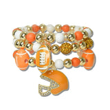 113009, GAMEDAY SPIRIT FOOTBALL CHARM MULTI LAYERED STRETCH BRACELET