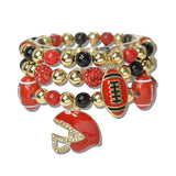 113009, GAMEDAY SPIRIT FOOTBALL CHARM MULTI LAYERED STRETCH BRACELET