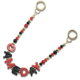 113010, GAMEDAY BLOCK LETTERING BEADED BAG CHARM