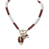 113014, GAMEDAY FOOTBALL AND CHECKERBOARD HEART CHARM NECKLACE