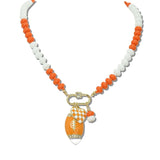 113014, GAMEDAY FOOTBALL AND CHECKERBOARD HEART CHARM NECKLACE