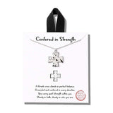 113065, CENTERED IN STRENGTH HAMMERED GREEK CROSS PENDANT NECKLACE