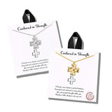 113065, CENTERED IN STRENGTH HAMMERED GREEK CROSS PENDANT NECKLACE