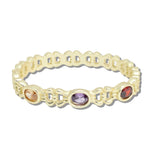 113070, 14K GOLD PLATED MULTI OVAL CZ LINK HINGED BANGLE BRACELET