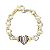 113071, 14K GOLD PLATED PAVE CZ HEART BRACELET