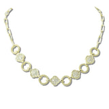 113073, 14K GOLD PLATED ALTERNATING ROPE LINK CZ CLOVER NECKLACE