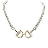 113074, 14K GOLD PLATED HERITAGE LINK CZ NECKLACE
