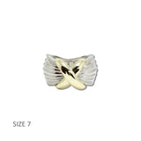 113082, 14K GOLD PLATED RIBBED X-MOTIF CROSSOVER RING