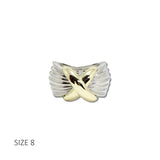 113082, 14K GOLD PLATED RIBBED X-MOTIF CROSSOVER RING
