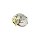 113082, 14K GOLD PLATED RIBBED X-MOTIF CROSSOVER RING