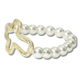 113083, HAMMERED CUTOUT CROSS BEADED STRETCH BRACELET