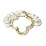 113085, HAMMERED CUTOUT QUATREFOIL BEADED STRETCH BRACELET