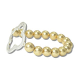 113085, HAMMERED CUTOUT QUATREFOIL BEADED STRETCH BRACELET