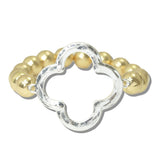 113085, HAMMERED CUTOUT QUATREFOIL BEADED STRETCH BRACELET