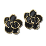 113087, ENAMEL CAMELLIA FLOWER STUD EARRINGS