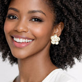 113087, ENAMEL CAMELLIA FLOWER STUD EARRINGS